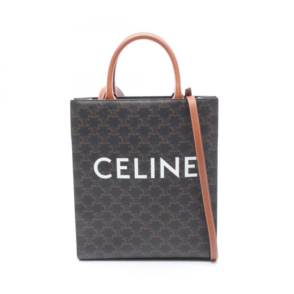 Celine Small Vertical Cabas Triomphe 2-Way Tote Bag/Handbag, Coated Canvas an...
